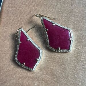 Kendra Scott gold pave crystal frame Alex earrings in maroon agate